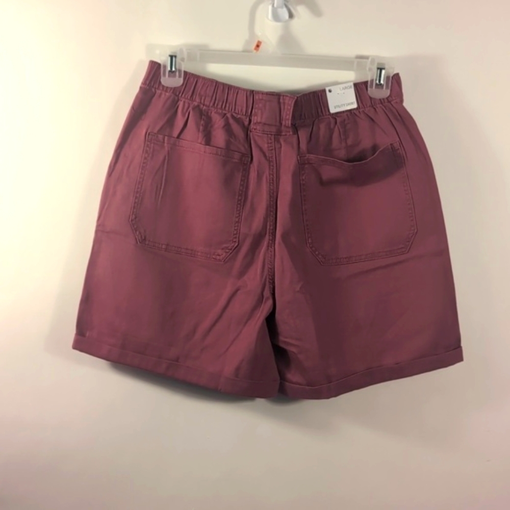 NWT Gloria Vanderbilt Utility Cargo Shorts Light Maroon Size Large | Stretch - Picture 7 of 16